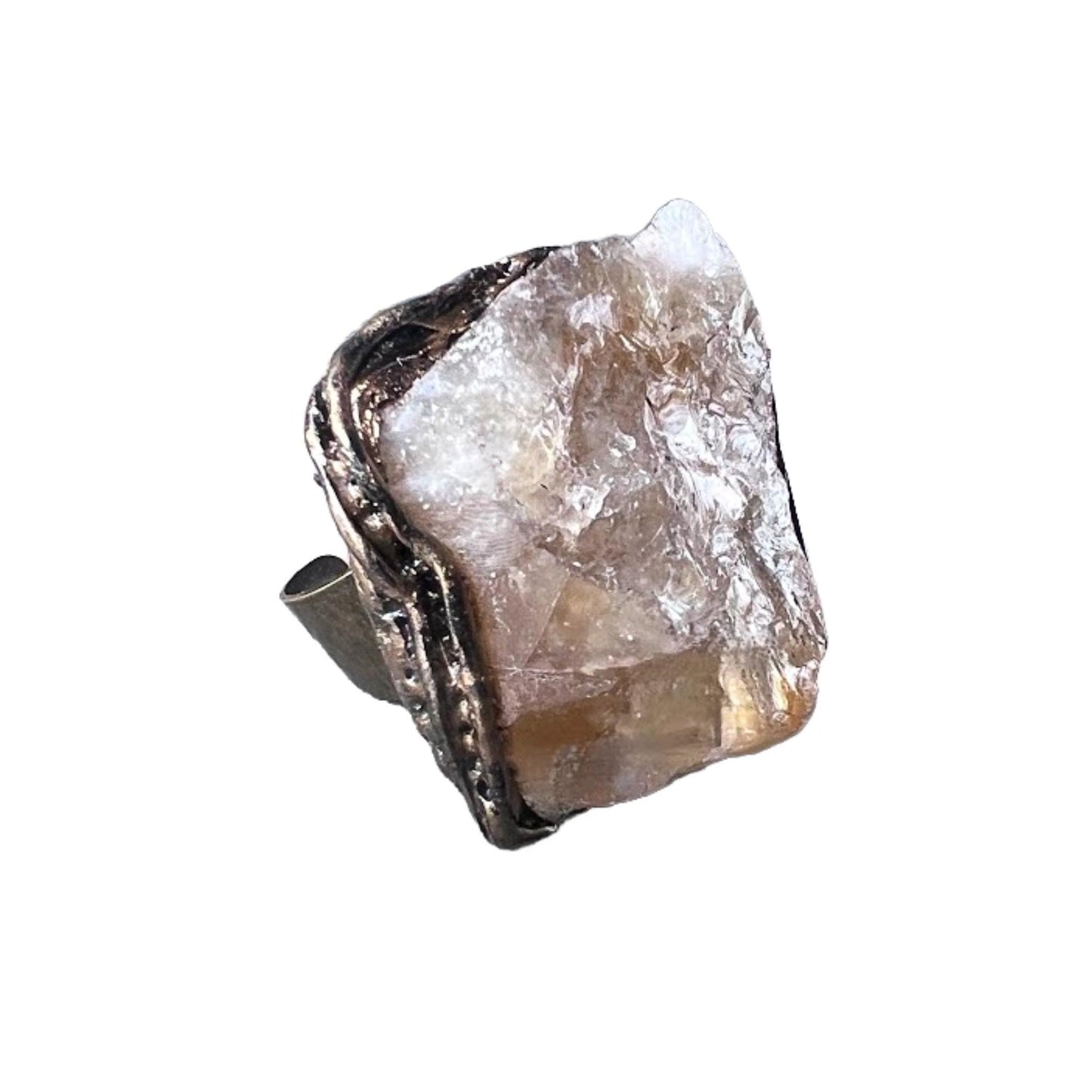 Citrine Tiger’s Eye Chunky Ring -  Oversized Wealth Crystal Jewelry