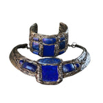 Lapis Lazuli and Sodalite Wide Choker -  Chunky Blue Stone Statement Necklace