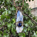 Blue Kyanite and Lapis Lazuli Crystal Pendant Necklace - Raw Healing Stone Amulet