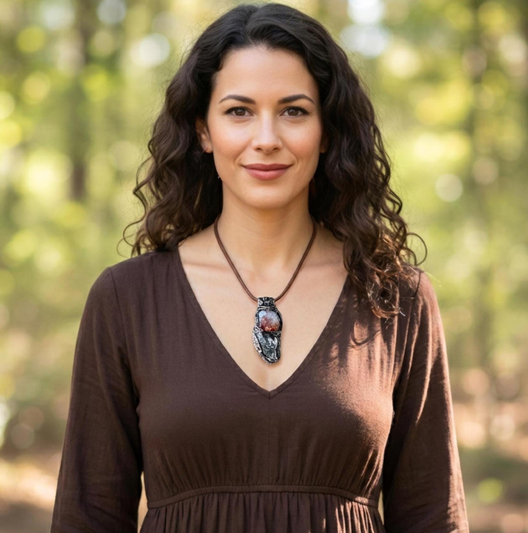 Citrine Pyrite Crystal Pendant - Abundance Amulet Necklace