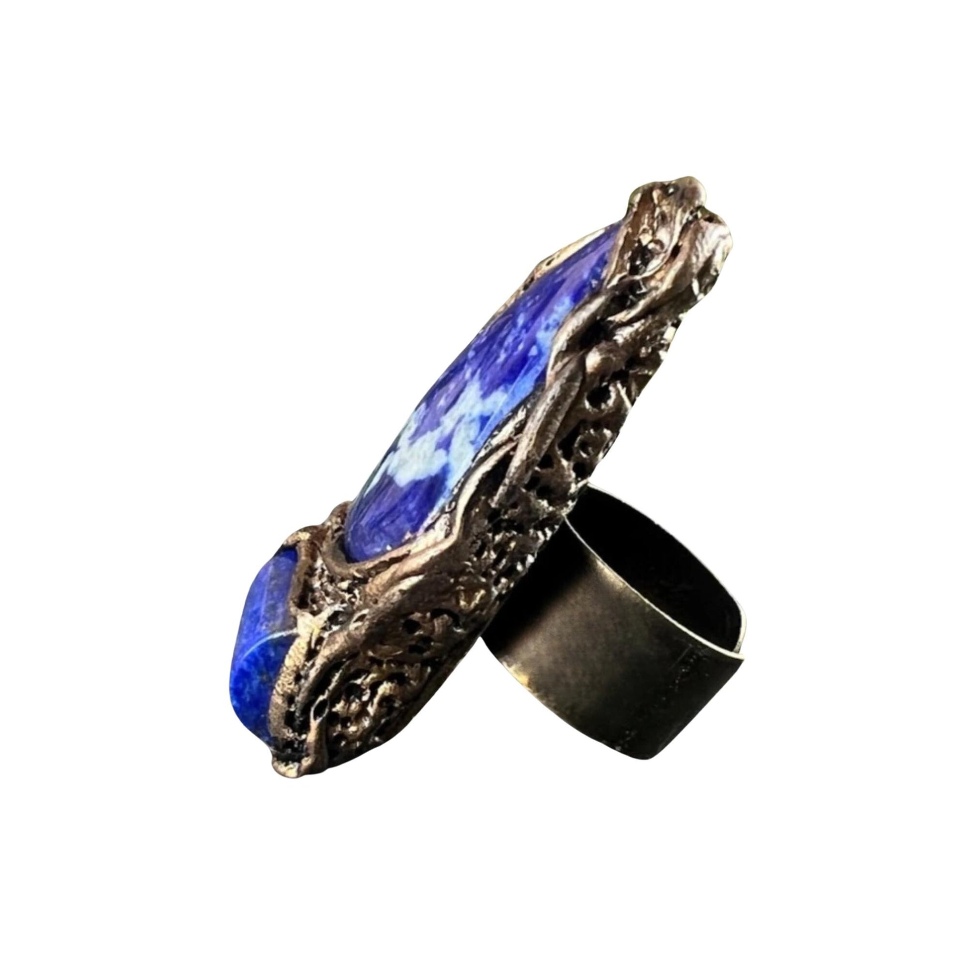 Lapis Lazuli Blue Stone Ring -  Large Statement Cocktail Ring