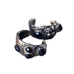 Garnet Wide Half Hoop Earrings -  Burgundy Dark Red Statement Earrings