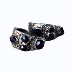 Garnet Wide Half Hoop Earrings -  Burgundy Dark Red Statement Earrings