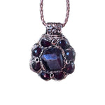 Raw Garnet choker stone necklace red flower crystal pendant