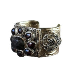 Large Raw Garnet bracelet Boho cuff bracelet