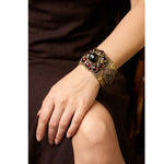 Large Raw Garnet bracelet Boho cuff bracelet