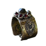 Large Raw Garnet bracelet Boho cuff bracelet