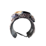 Tiger Eye & Citrine Wide Cuff Bracelet: Chunky Stone Jewelry