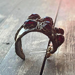 Garnet Wide Half Hoop Earrings -  Burgundy Dark Red Statement Earrings
