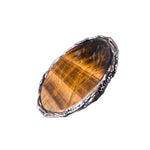 Statement Tiger Eye Ring - Chunky Round Big Gemstone Cocktail Ring