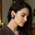 Tiger Eye & Carnelian Statement Earrings – Brown Stone Clip-On Earrings