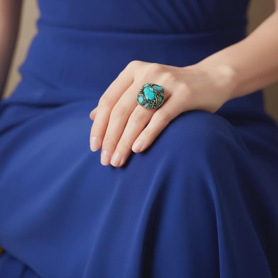 Turquoise & Amazonite Multi Stone Earrings – Blue Green Statement Stud Earrings