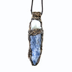 Blue Kyanite and Baroque Pearl Necklace -  Raw Crystal Healing Amulet