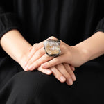 Citrine Crystal Chunky Cuff Bracelet with Pyrite & Sunstone - Statement Gemstone Jewelry