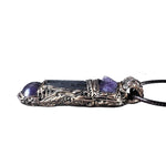 Black Tourmaline and Amethyst Pendant Necklace -  Empath Protection Crystal Amulet