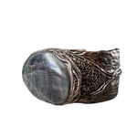 Green Labradorite Wide Cuff Bracelet - Chunky Raw Crystal Statement Jewelry