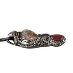 Raw Citrine, Pyrite, and  Carnelian Good Luck Pendant Necklace, Raw Crystal Wealth Amulet
