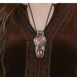 Raw Citrine, Pyrite, and  Carnelian Good Luck Pendant Necklace, Raw Crystal Wealth Amulet