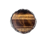 Statement Tiger Eye Ring - Chunky Round Big Gemstone Cocktail Ring