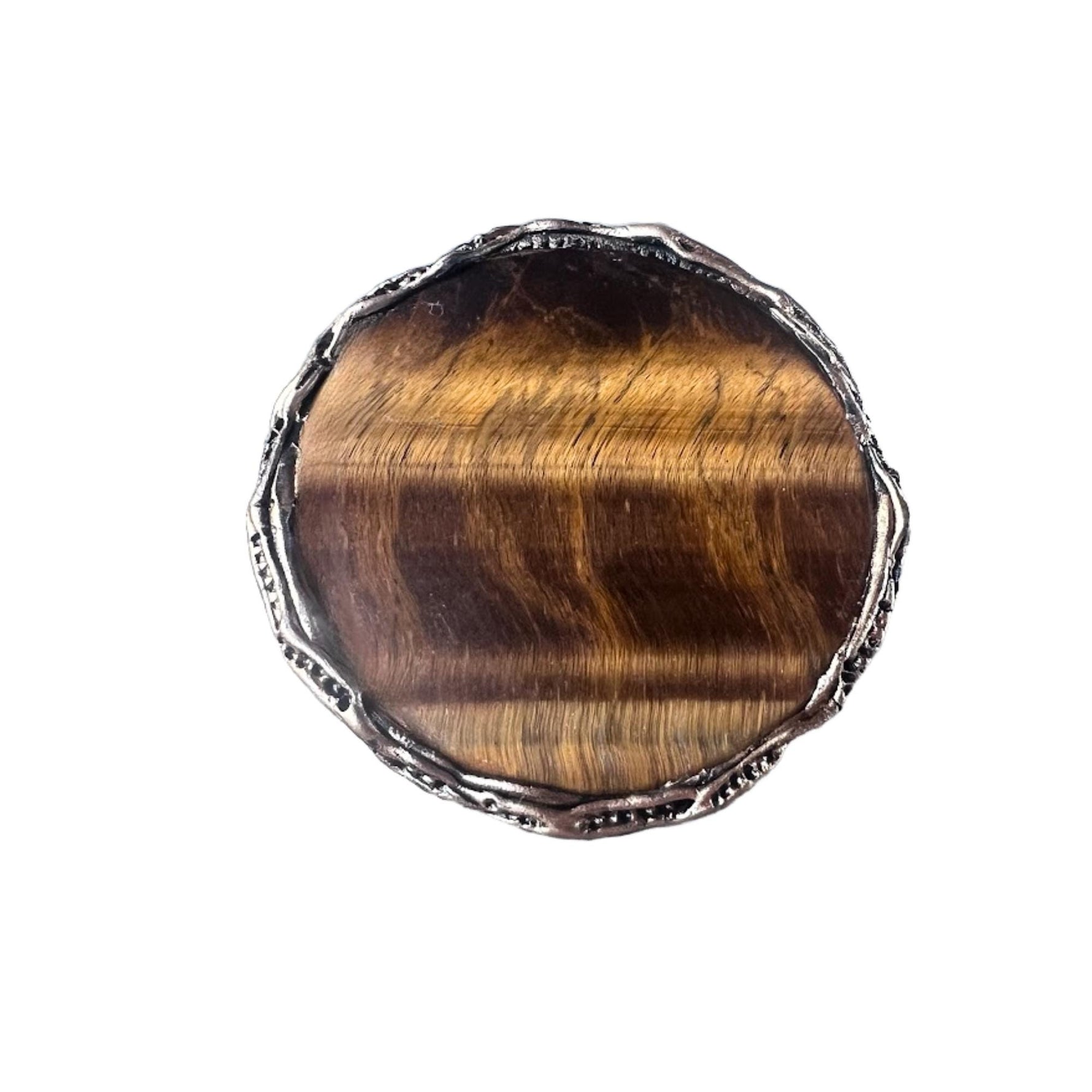 Statement Tiger Eye Ring - Chunky Round Big Gemstone Cocktail Ring
