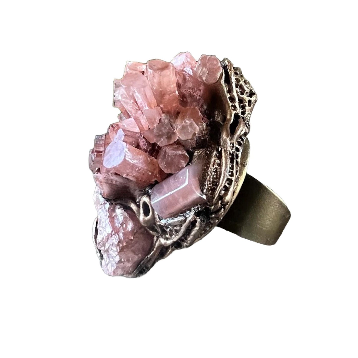 Aragonite Raw Gemstone Chunky Ring - Bold Statement Cocktail Ring