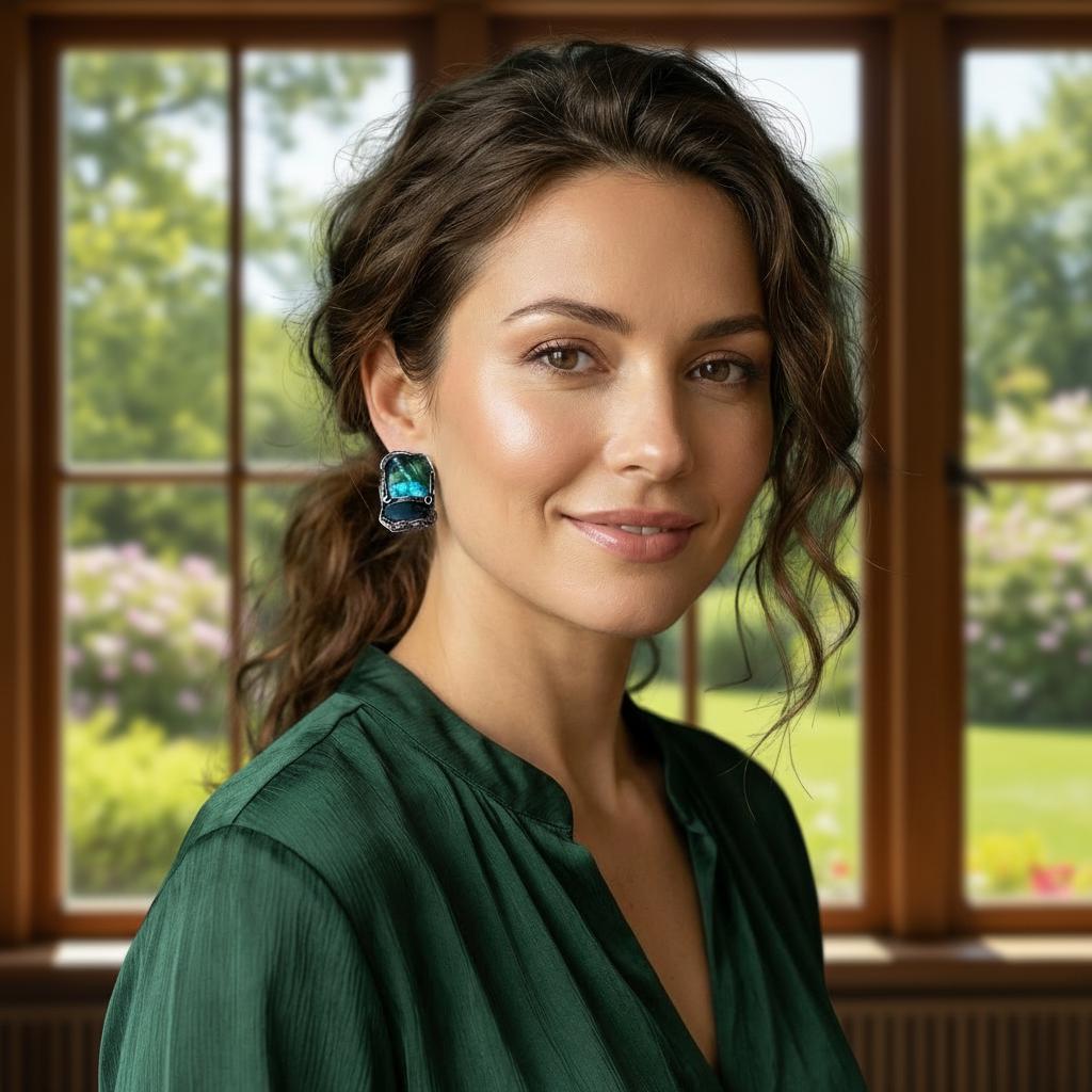 Bloodstone and Chrysocolla Green Stone Earrings -  Statement Large Сlip On