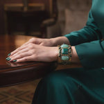 Bloodstone and Chrysocolla Green Stone Earrings -  Statement Large Сlip On