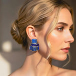 Lapis Lazuli & Sodalite Blue Stone Earrings,  Statement Clip-on