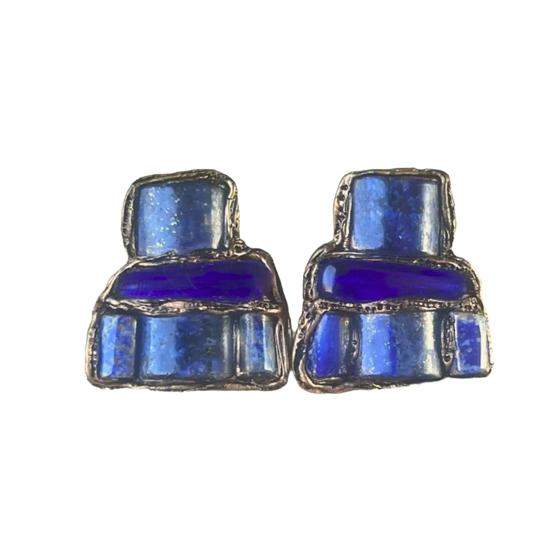 Lapis Lazuli & Sodalite Blue Stone Earrings,  Statement Clip-on