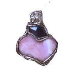 Pink Botswana Agate & Fluorite Heart Pendant Necklace – Large Crystal Amulet