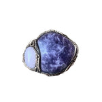 Charoite and Rose Quartz Large Statement Ring -  Purple Chunky Cocktail Ring