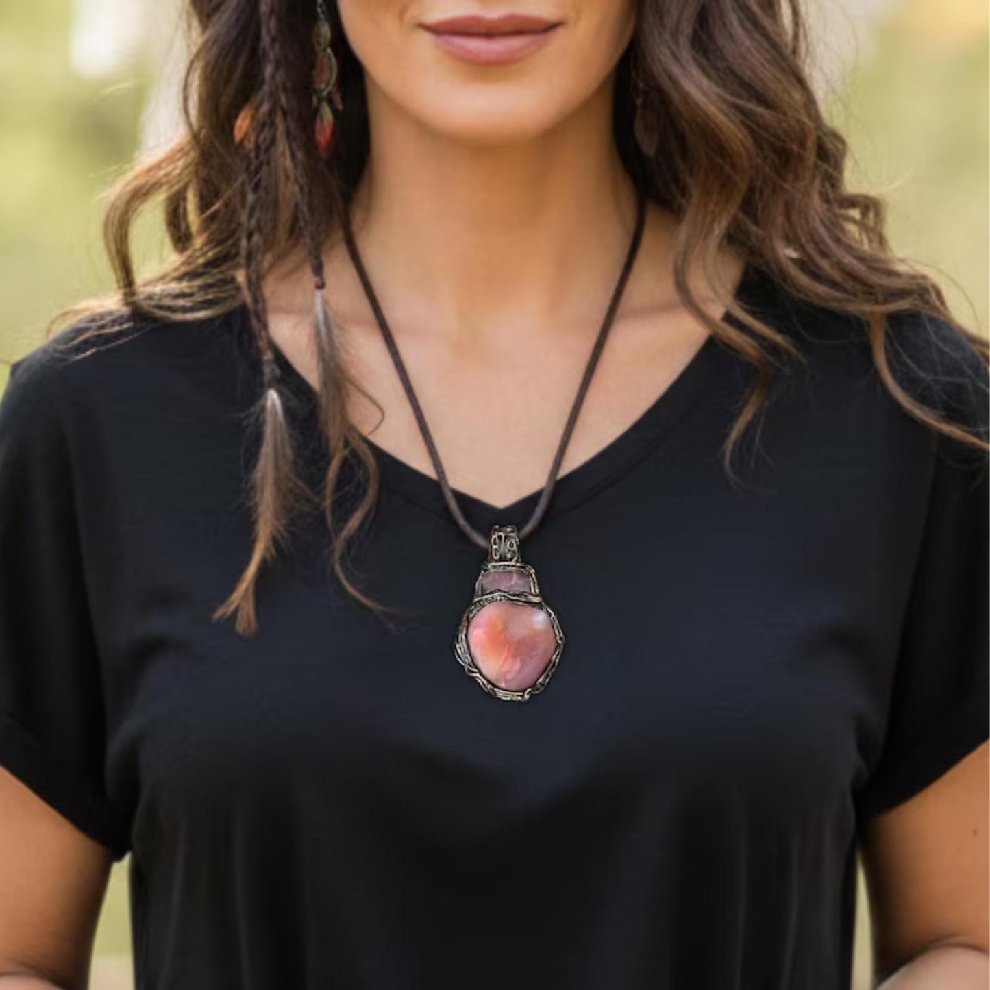 Chunky Crystal Agate Ring - Pink Gemstone Statement Jewelry