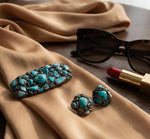 Turquoise & Amazonite Multi Stone Earrings – Blue Green Statement Stud Earrings