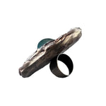 Chunky Green Moss Agate Ring -  Oversized Round Cocktail Ring