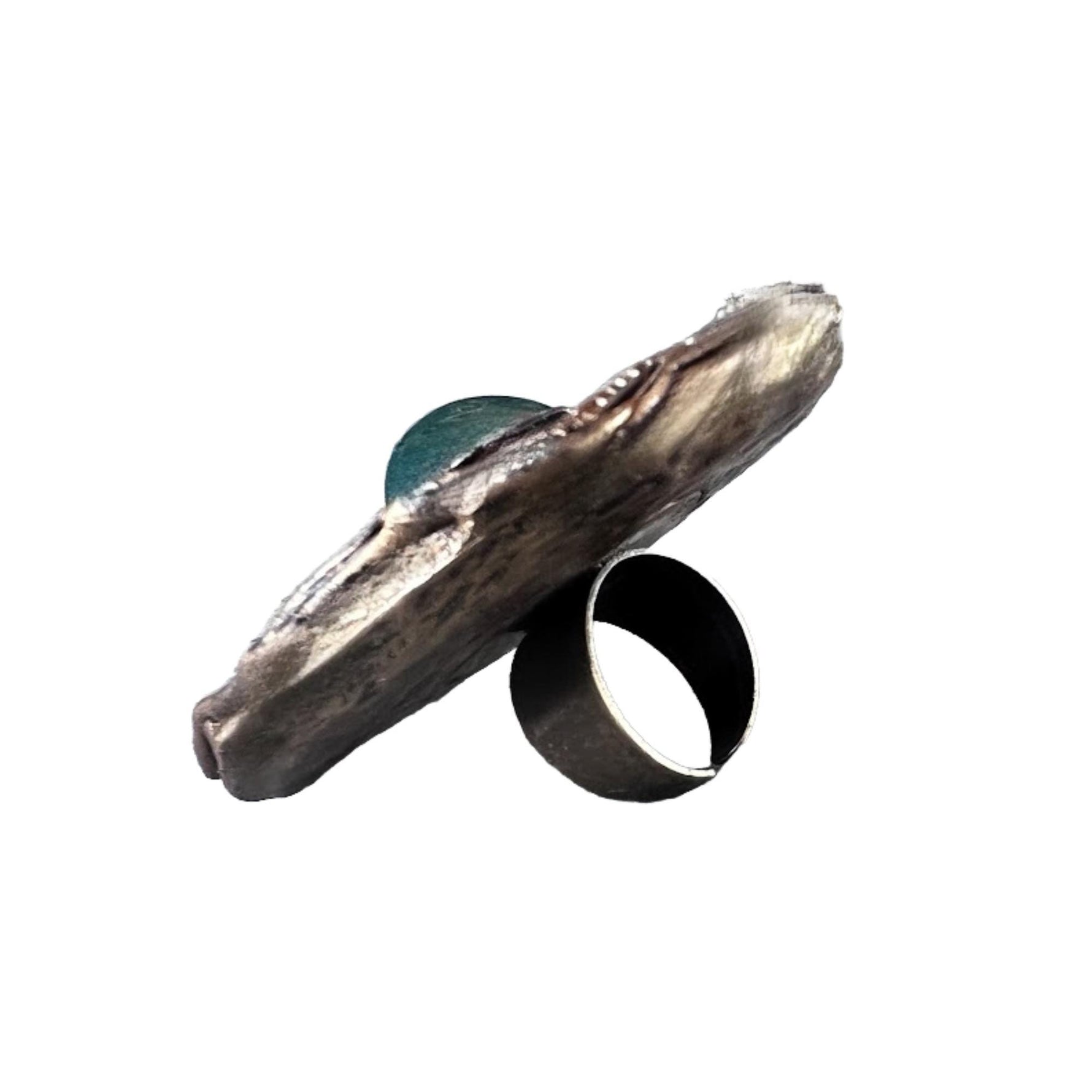 Chunky Green Moss Agate Ring -  Oversized Round Cocktail Ring