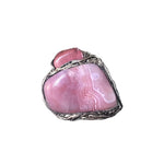 Peach Agate and Cherry Quartz Large Statement Ring -  Pink Stone Oversized Cocktail Ring