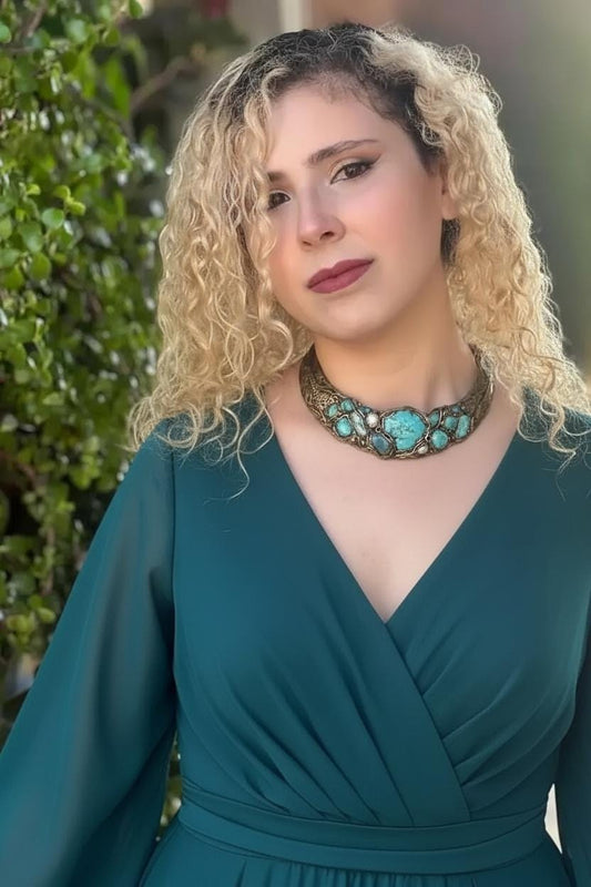 Turquoise Choker Collar Chunky Necklace