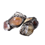 Citrine and Pyrite Chunky Bracelet - Statement Gemstone Cuff
