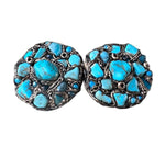 Bold Turquoise Statement Earrings -  Oversized Cluster Clip-On Earrings
