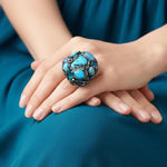 Turquoise Statement Hoop Earrings: Oversized Circle Gemstone Jewelry
