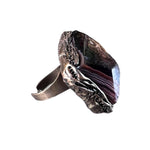 Oversized Brown Agate Statement Ring -  Chunky Massive Pattern Stone Cocktail Ring