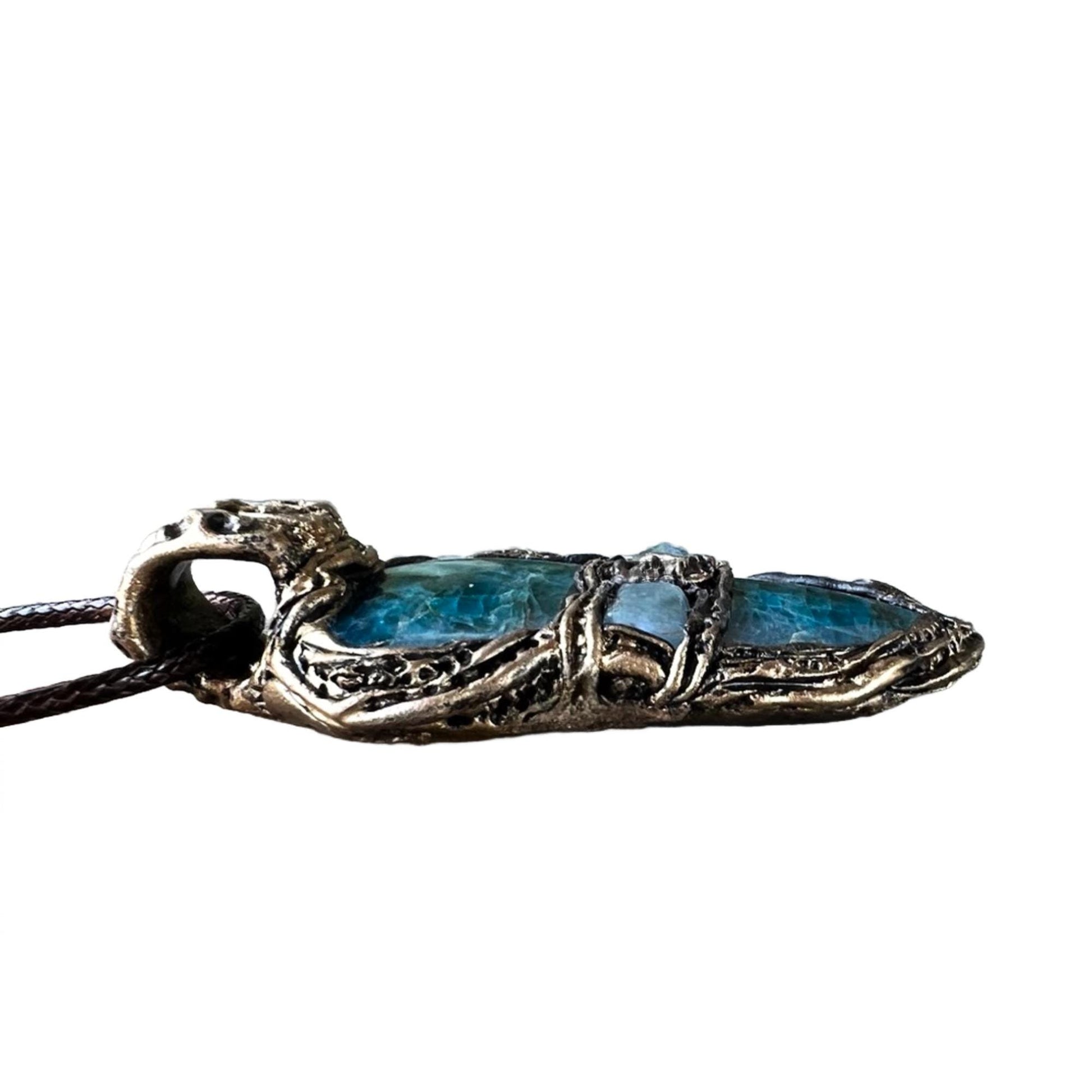 Blue Apatite and Aquamarine Pendant Necklace | Healing Crystal Amulet