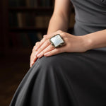 Chunky Mother of Pearl Ring: Oversized Square Cocktail Ring