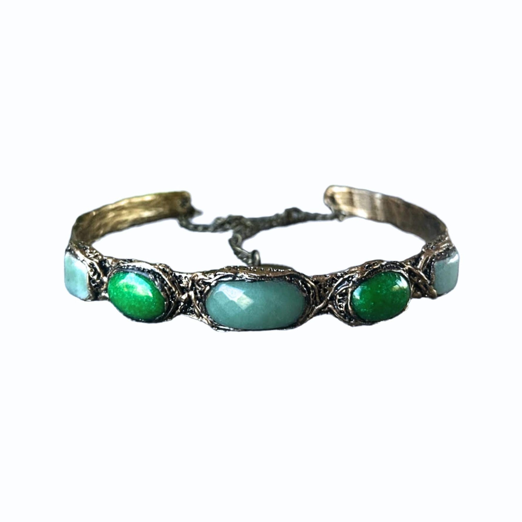 Jade and Aventurine Statement Choker - Green Stone Necklace