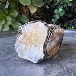 Citrine Wide Cuff Bracelet - Unique Chunky Crystal Jewelry