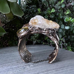 Citrine Crystal Chunky Cuff Bracelet with Pyrite and Sunstone - Statement Gemstone Jewelry