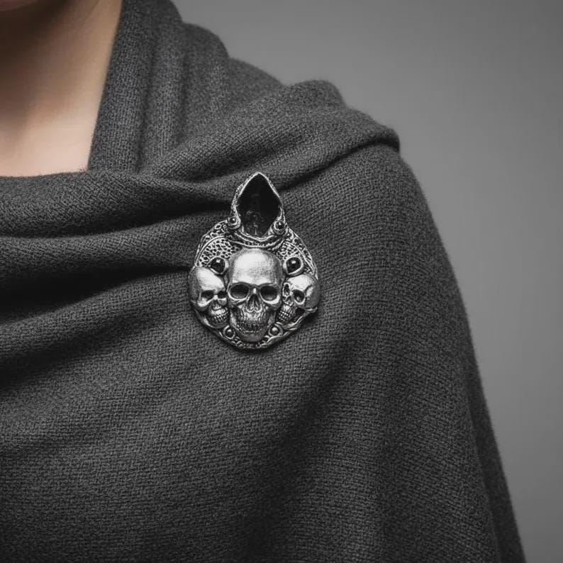 Gothic Skull Onyx Wide Cuff Bracelet -  Unique Gothic Wedding Jewelry