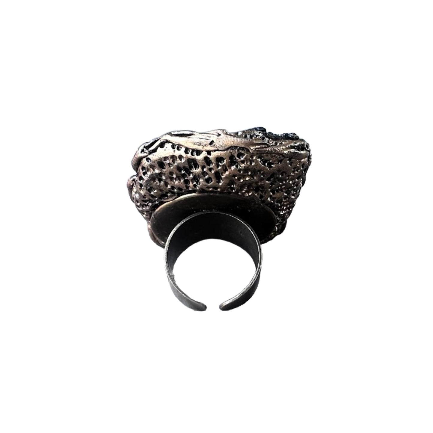 Bold Chunky Black Kyanite and Amethyst Ring -  Extravagant Unique Statement Jewelry