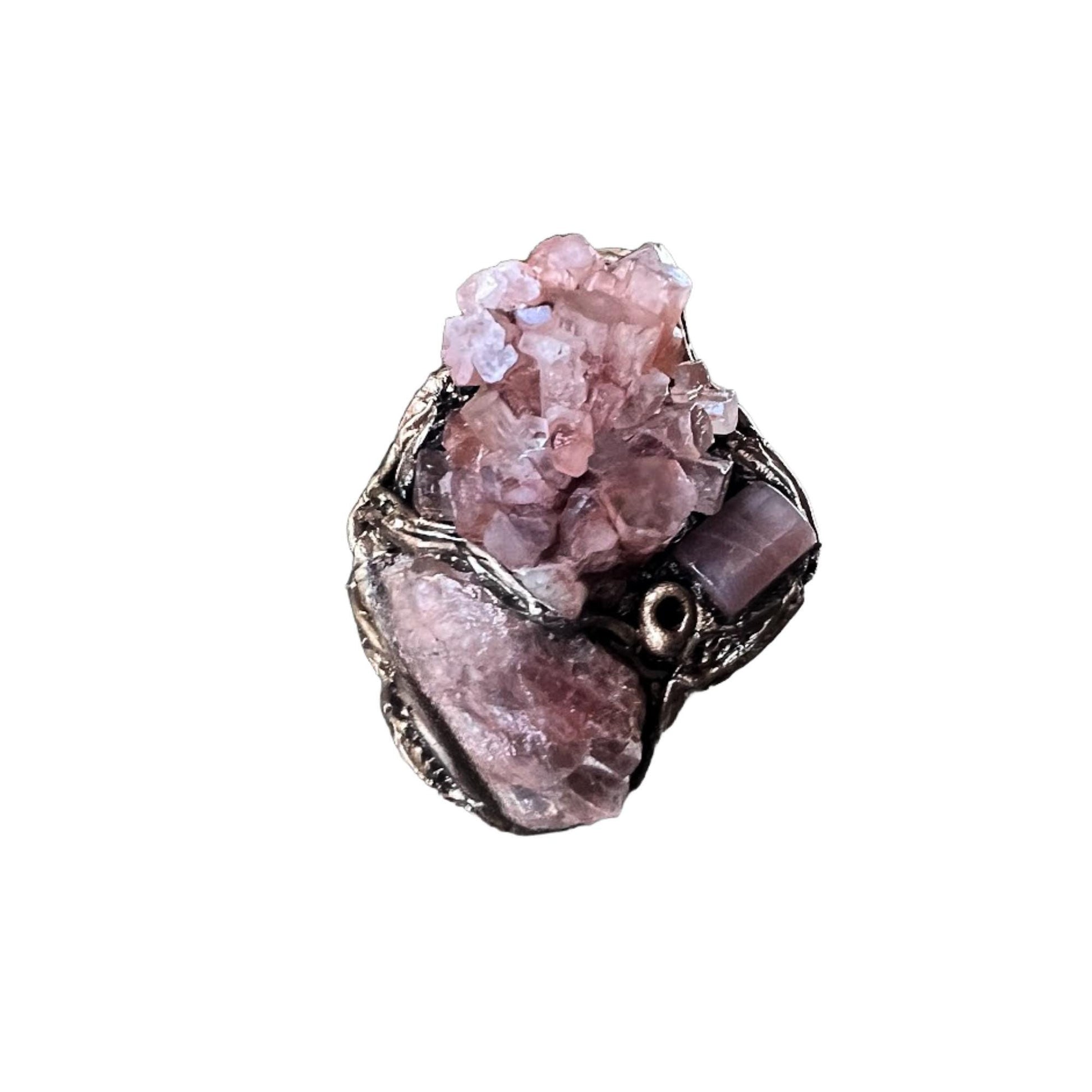 Aragonite Raw Gemstone Chunky Ring - Bold Statement Cocktail Ring