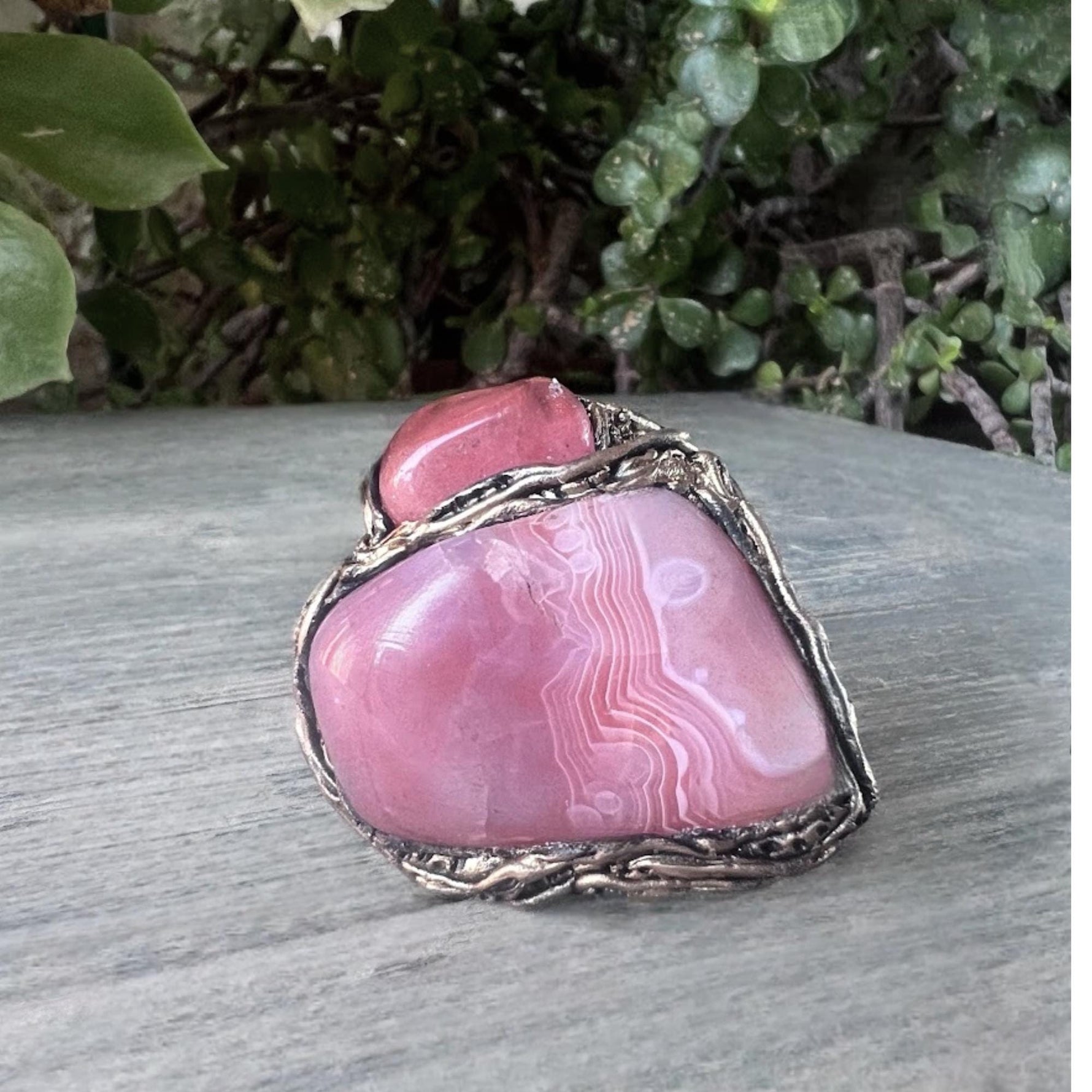 Agate and Quartz Pink Crystal Clip On - Semi-Precious Stone Earrings